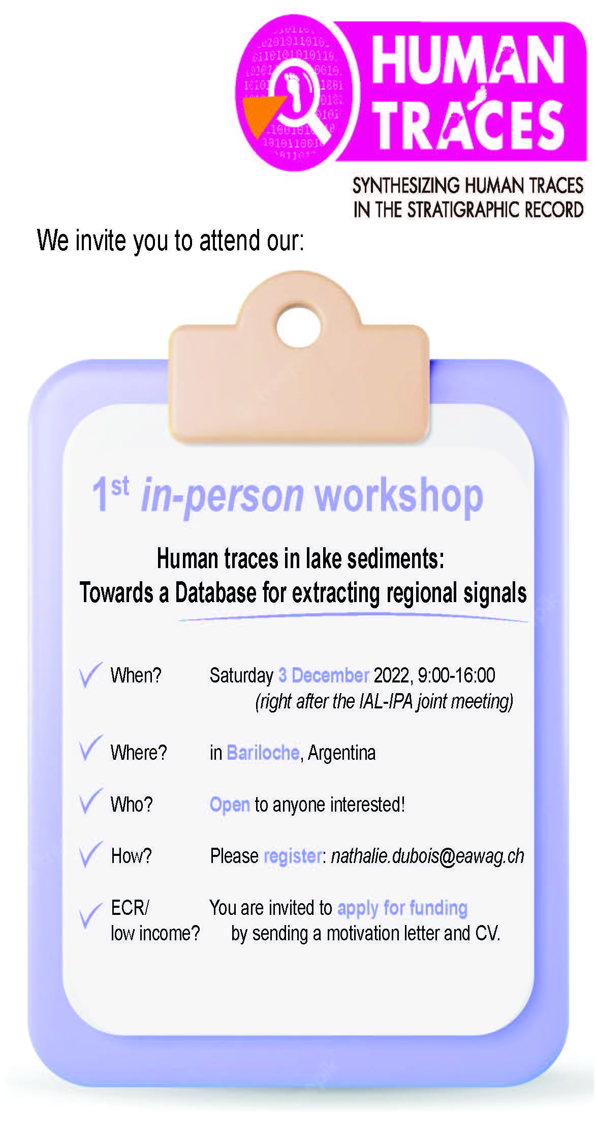 Human Traces database workshop flyer